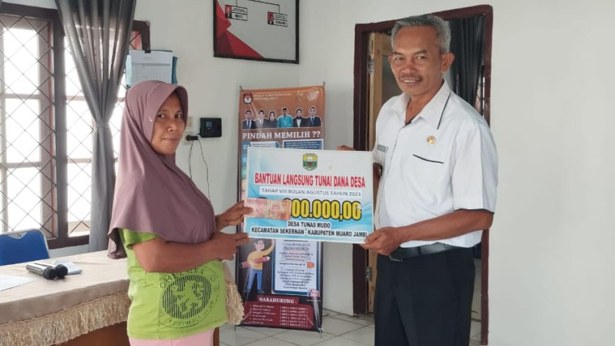 Desa Tunas Mudo Salurkan Bantuan Langsung Tunai (BLT) kepada 21 KPM pada Bulan Agustus 2023.